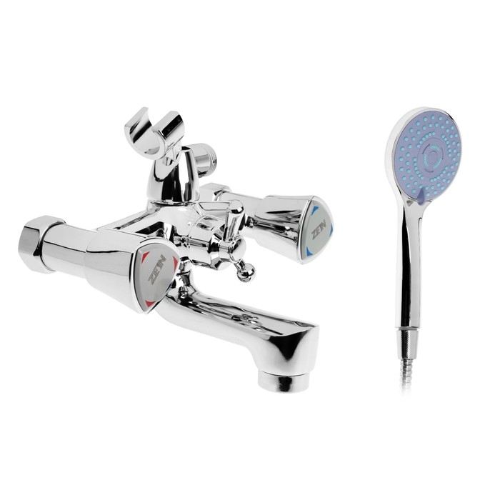 Смеситель для ванны ZEIN Z3727, двухвентильный, излив 10 см, лейка 3 режима, хром Смеситель для ванны ZEIN Z3727, двухвентильный, излив 10 см, лейка 3 режима, хром