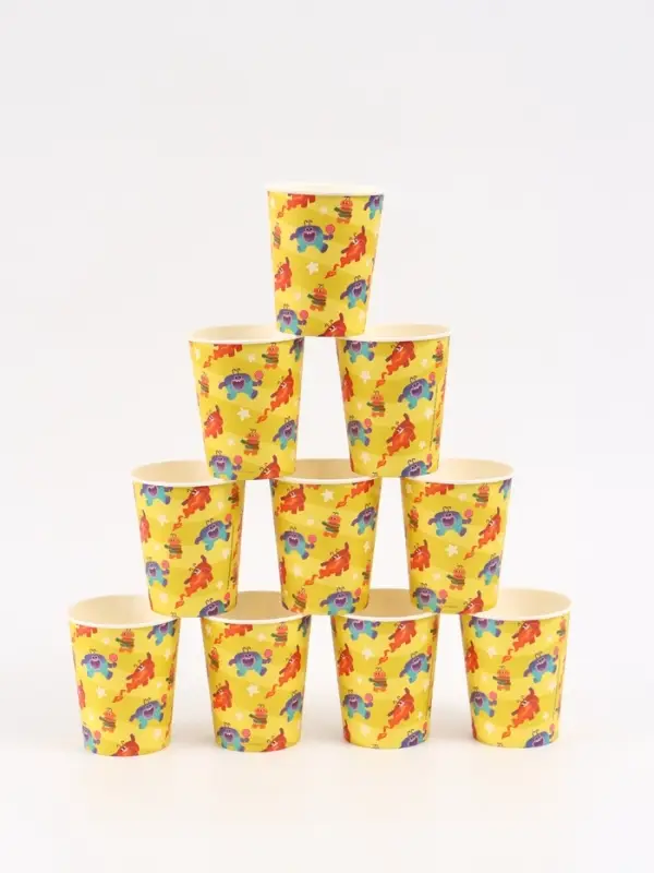 Набор одноразовой бумажной посуды, 20 предметов: 10 стаканов, 10 тарелок, Ум и Хрум