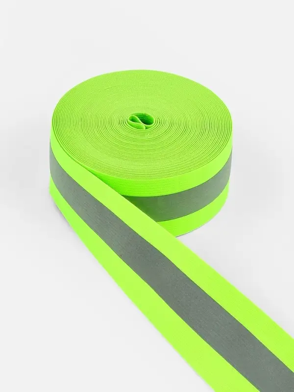 Светоотражающая лента-резинка, 50 мм, 10&plusmn;1 м, зелёная