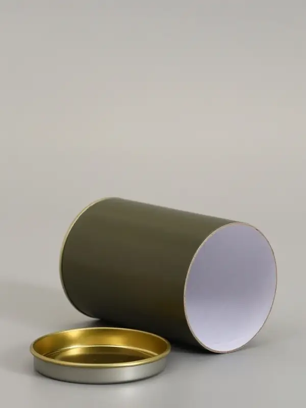 Тубус 73&times;110 мм (90 мм внутренняя высота), картон, хаки, металлическая крышка