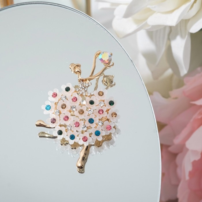 Брошь «Балерина» женственность, цветная в золоте Брошь «Балерина» женственность, цветная в золоте
