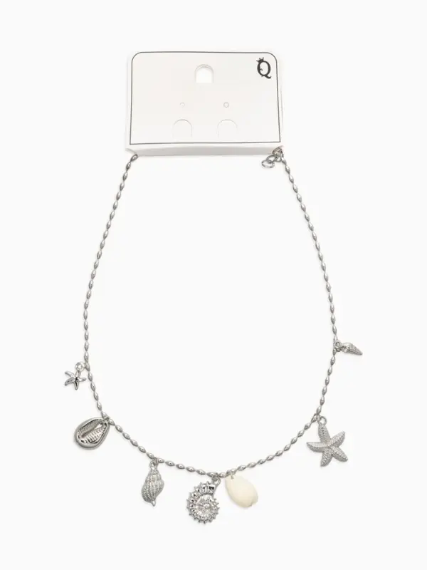 Колье "Летний вайб" морское дно, цвет белый в серебре
