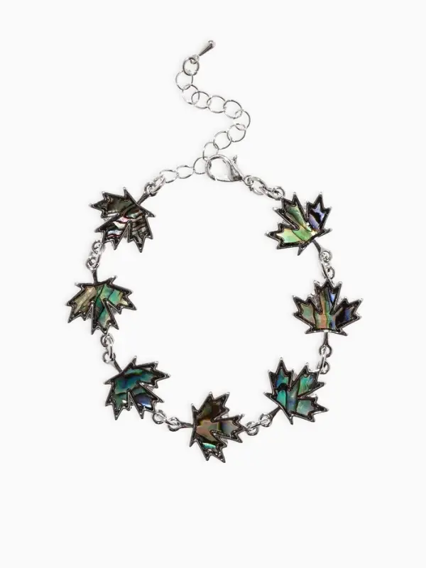 Браслет цепочка &laquo;Галиотис. Лист Клёна&raquo;, L=17 см, + удлинитель 5 см, цвет серебро, разноцветный