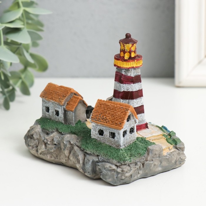 Фигурка для флорариума полистоун "Деревушка у маяка" МИКС 10х7х8,5 см