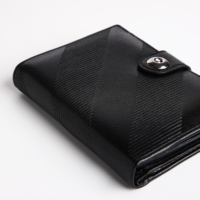 Портмоне мужское на магните, 3 в 1, для купюр, автодокументов и паспорта, цвет чёрный Портмоне мужское на магните, 3 в 1, для купюр, автодокументов и паспорта, цвет чёрный