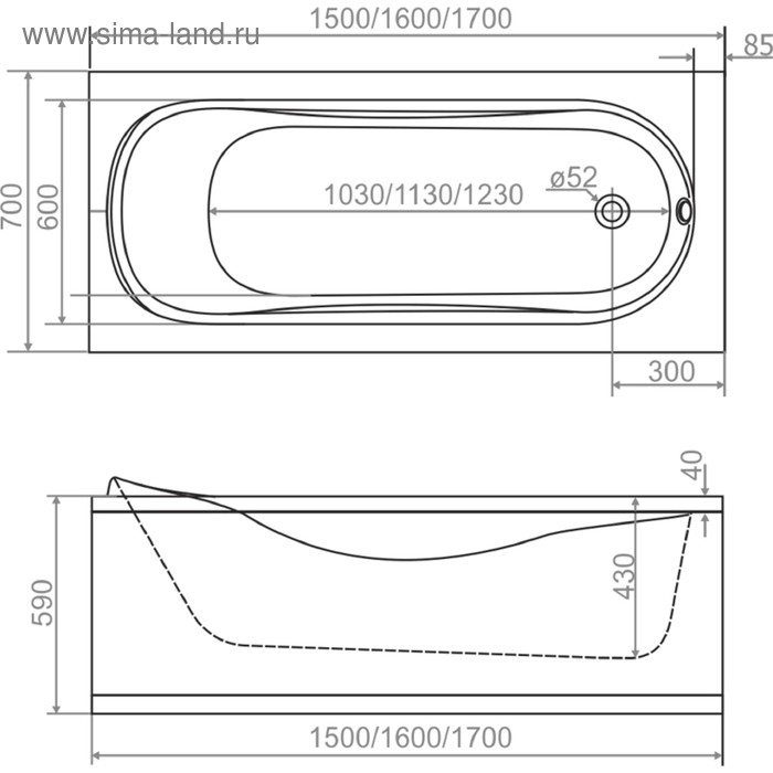 Панель лицевая DOMANI-Spa Classic/Standart, 150 см Панель лицевая DOMANI-Spa Classic/Standart, 150 см