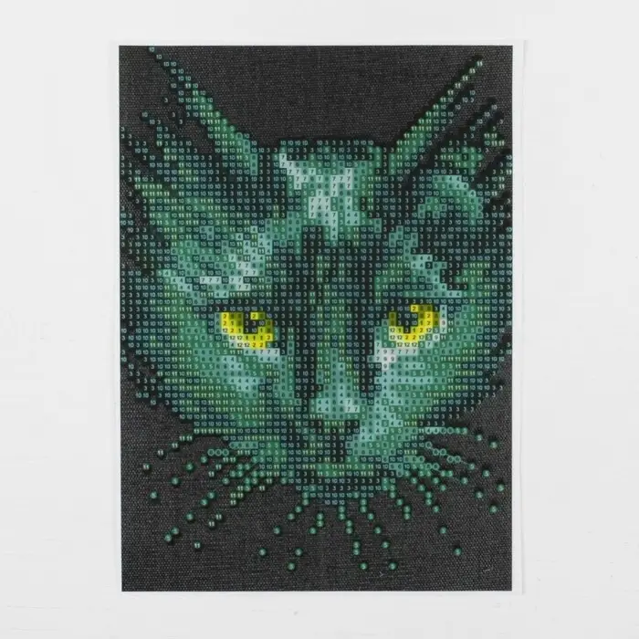 Алмазная мозаика с частичным заполнением на холсте &laquo;Чёрный кот&raquo;, 15&times;21 см