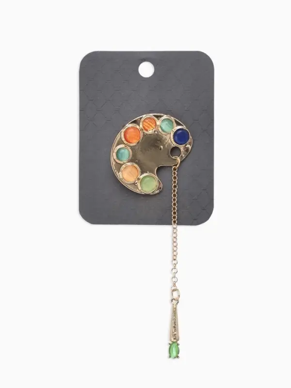 Брошь-кулон &laquo;Палитра с кистью&raquo;, разноцветная в золоте