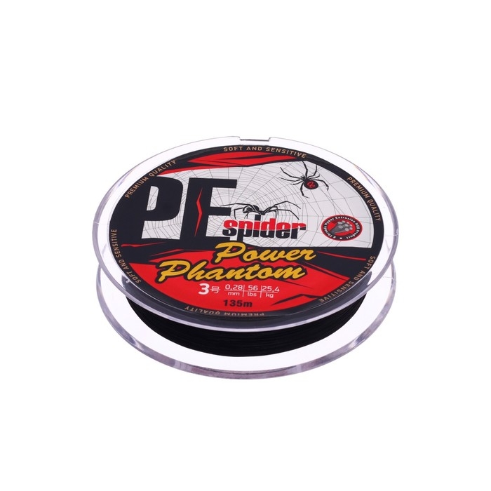 Шнур Power Phantom 8x, PE Spider, 135 м, темно-серый № 3, диаметр 0.28 мм, тест 25.4 кг Шнур Power Phantom 8x, PE Spider, 135 м, темно-серый № 3, диаметр 0.28 мм, тест 25.4 кг