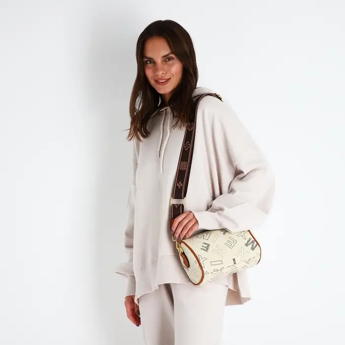 Сумка женская кросс-боди на молнии, 22&times;11&times;15 см, с принтом, бежевая