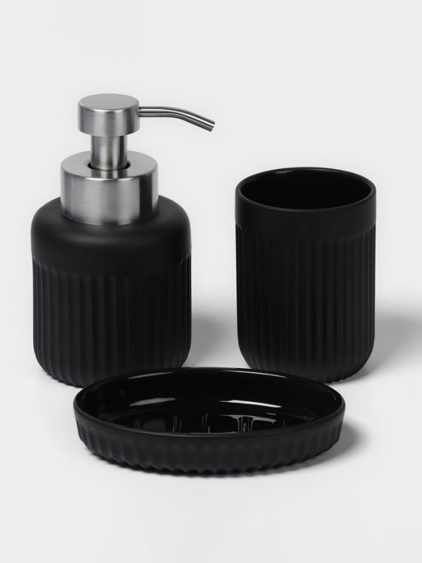 Набор для ванной Набор для ванной "Блеск" 3 предмета (дозатор для мыла, стакан, мыльница)