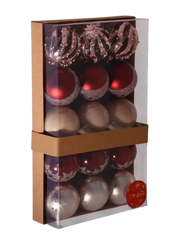 Ёлочные игрушки &laquo;Эйвери&raquo;, шары новогодние, d=6 см, набор 15 шт., МИКС