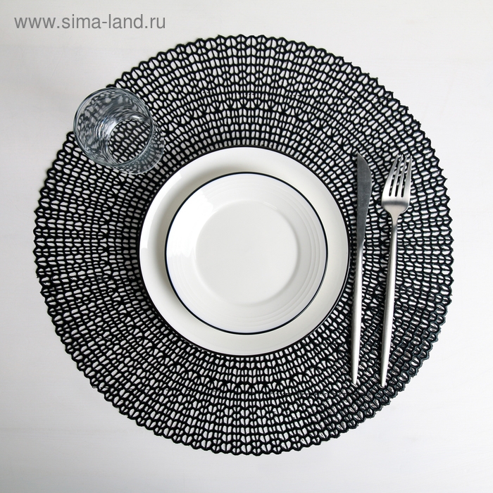 Салфетка сервировочная на стол «Роса», d=41 см, цвет чёрный Салфетка сервировочная на стол «Роса», d=41 см, цвет чёрный