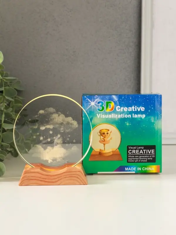 Сувенир стекло свет Сувенир стекло свет "Диск. Облако со звёздами" 5хLED d=10 см, USB 10х4х11,4 см