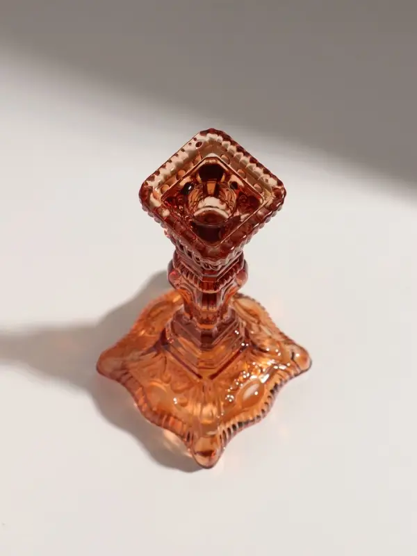 Подсвечник стекло  Подсвечник стекло "Версаль" коньячный d=2 и 4 см 10х10х25 см