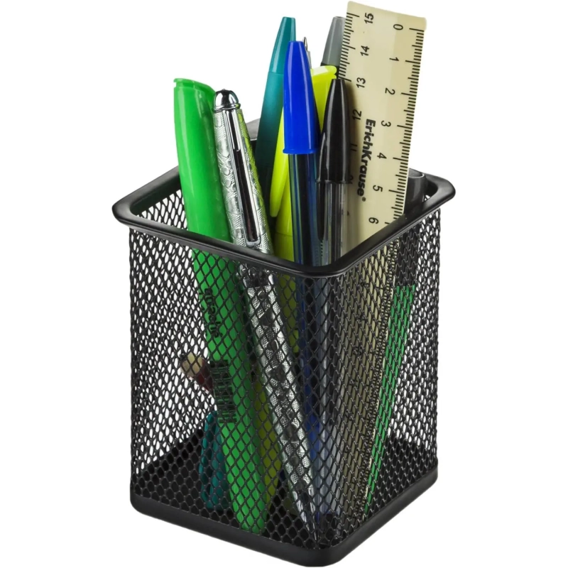 Подставка-стакан M&G квадрат,метал сетка, черн, 78х100мм