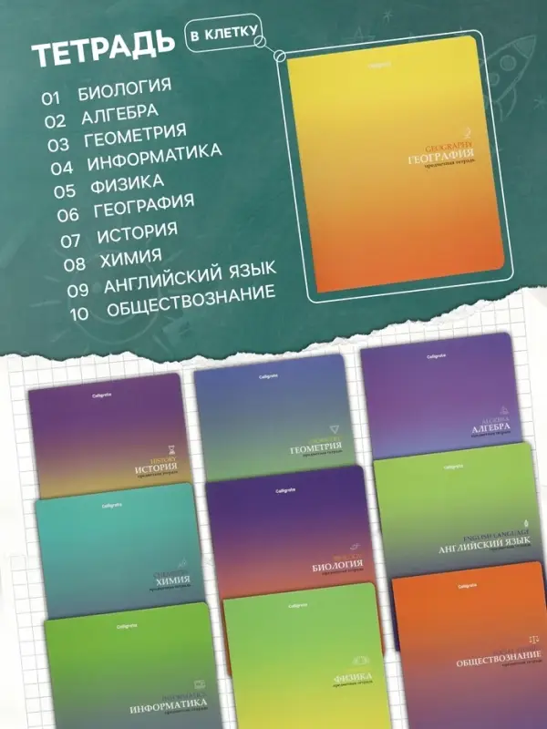 Тетради предметные 12 шт. &laquo;Градиент&raquo;, 48 листов, справочная информация, 60 г