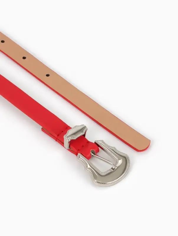 Ремень женский, 1.5&times;110 см, без винта, 1 прокол, красный