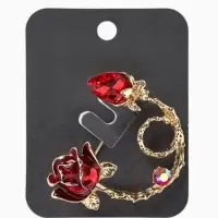 Брошь &laquo;Цветок&raquo; роза бутон, цвет красный в золоте