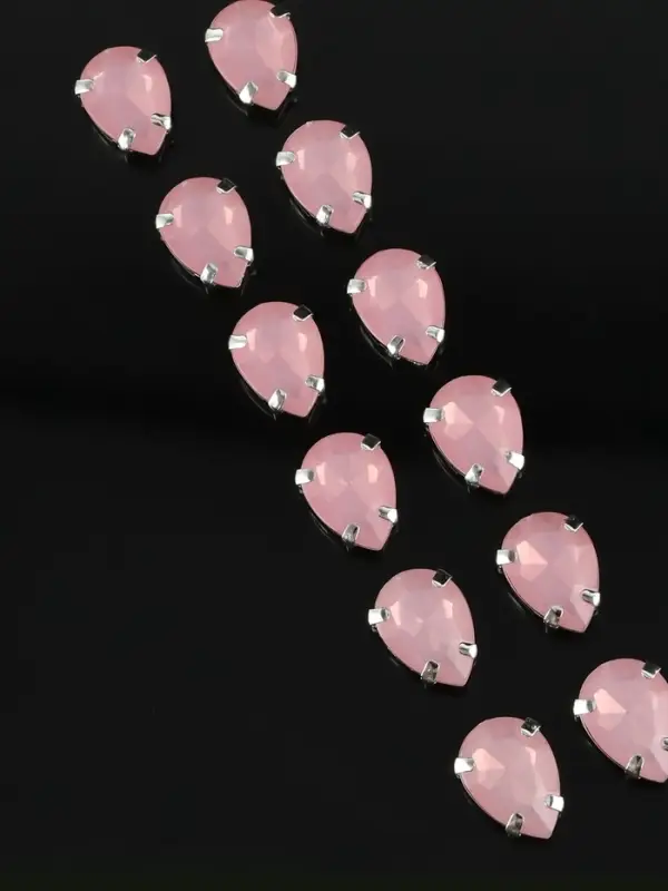 Стразы пришивные «Капля», в цапах, 10×14 мм, 20 шт., розовые