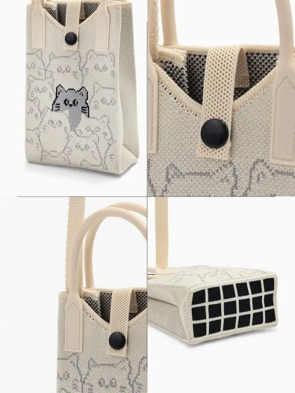 Сумка подр Коты, 12*4*17, отд на кнопке, дл ремень, белый Сумка подр Коты, 12*4*17, отд на кнопке, дл ремень, белый