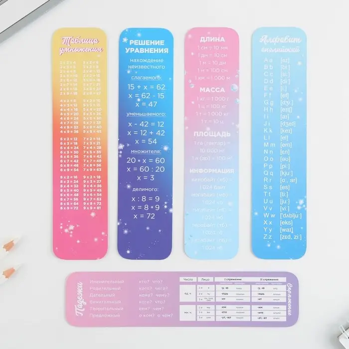 Закладки картонные, шпаргалки 5 шт «Девочки» Закладки картонные, шпаргалки 5 шт «Девочки»