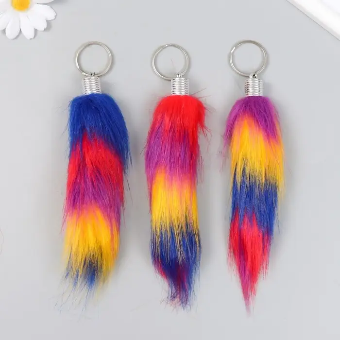 Пушистик на кольце Пушистик на кольце "Хвост в полосочку" h=15 см, МИКС