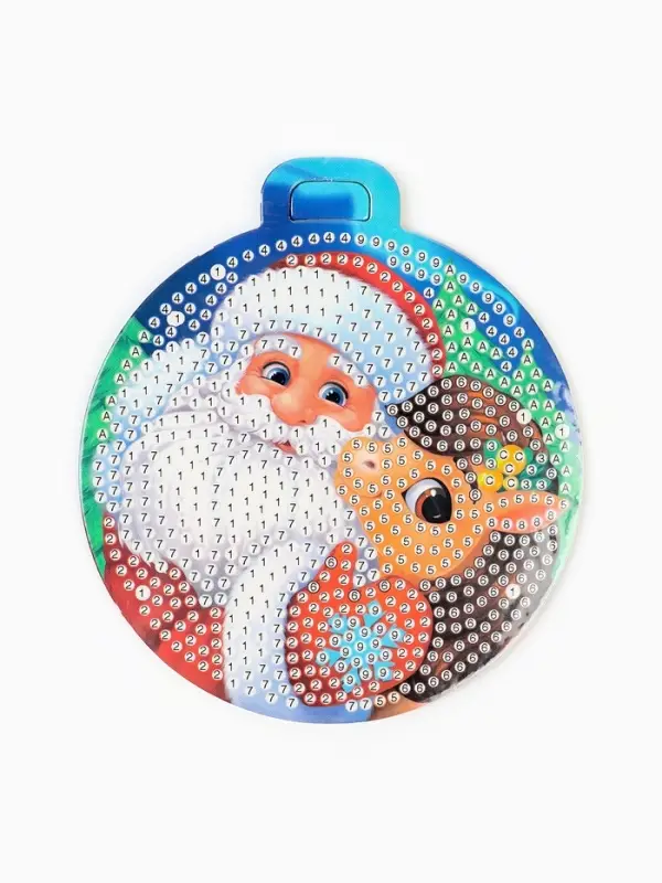 Алмазная мозаика на круглой подвеске 10&times;10 &laquo;Дед Мороз и Лошадка&raquo;