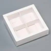 Коробка для 4 конфет, 12.5×12.5×3.5 см