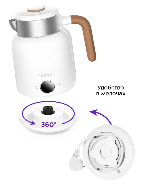 Чайник электрический с терморегулятором КТ-6724 - 1,5 л Чайник электрический с терморегулятором КТ-6724 - 1,5 л