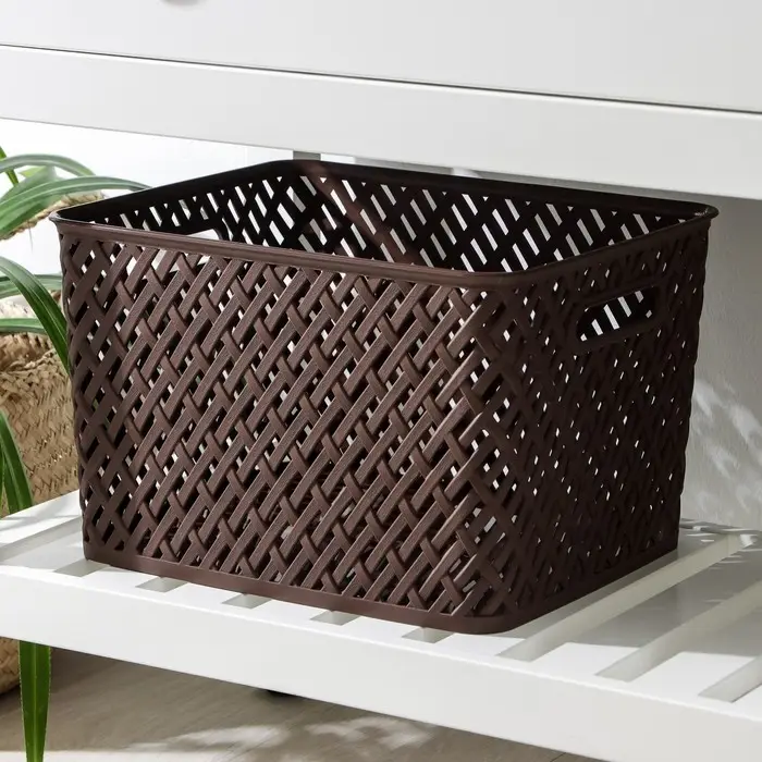 Корзина для хранения &laquo;Плетёнка&raquo;, 34.5&times;30&times;22.5 см, коричневая