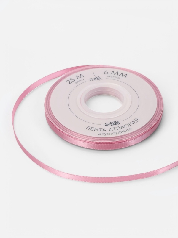 Лента атласная двухсторонняя №158 6мм*25±1м сакура TR