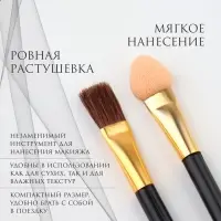 Набор аппликаторов для теней, с кистью, двусторонние, 5 шт, 7,5 см, цвет чёрный/золотой