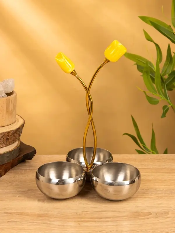 Менажница "Тюльпаны" 17х17х28 см, нержавеющая сталь