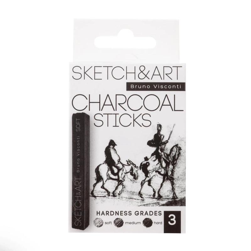 Уголь для рисования пресс SKETCH&ART черн мягк,средн,твердый 3шт/наб 25-001