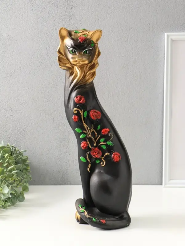 Копилка для денег &laquo;Кошка Маркиза с розами&raquo;, гипс, 48&times;18&times;15 см