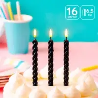 Свечи для торта, чёрные, 16 шт., 6.5&times;0.5 см
