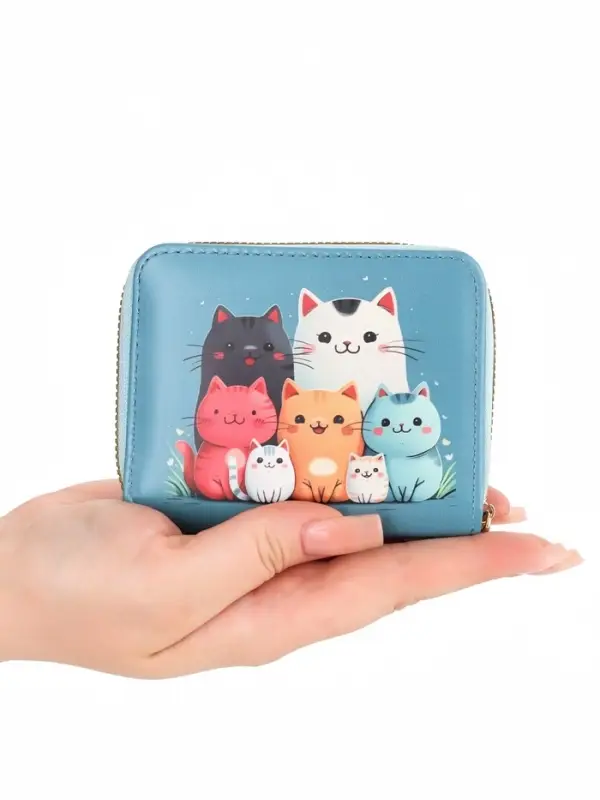 Кошелек дет 07-01-07 Коты, 10,8*2,5*8,5 см, на молнии, голубой