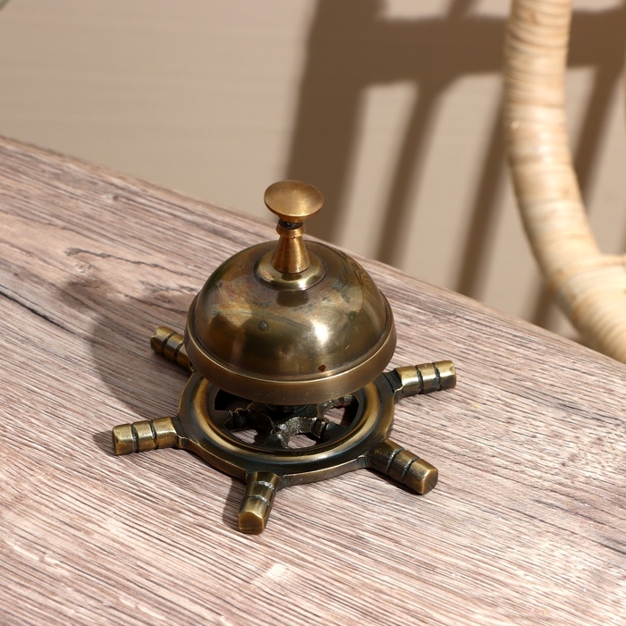 Настольный звонок  Настольный звонок "Штурвал" латунь 11,5 см