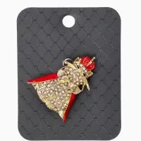 Брошь "Кошка Царица", цвет красно-белый в золоте