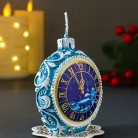 Свеча новогодняя круглая "Куранты" 7,2х5х8,5 см