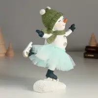 Фигурка полистоун &laquo;Снеговичок в голубой юбке&raquo;, 14&times;7&times;17.5 см