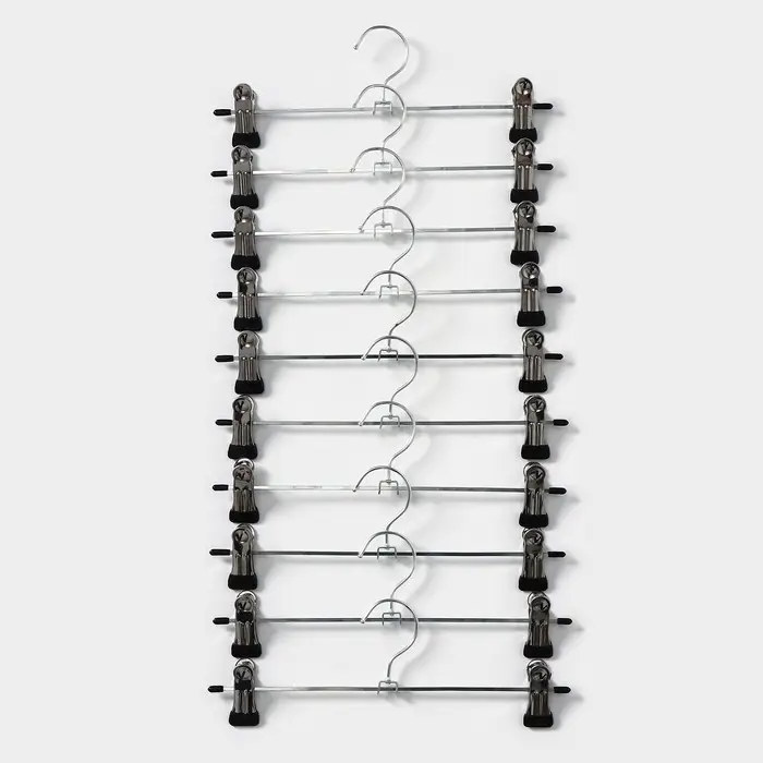 Вешалка для брюк и юбок с зажимами, 30×10 см, серебряная Вешалка для брюк и юбок с зажимами, 30×10 см, серебряная