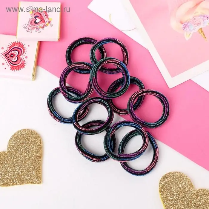 Резинка для волос Резинка для волос "Махрушка" (набор 12 шт) полосы перелив, 2,5 см