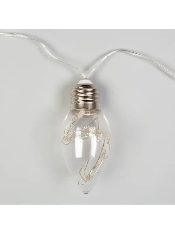 Гирлянда &laquo;Нить&raquo; 3 м с насадками &laquo;Лампочки капля&raquo;, IP20, прозрачная нить, 80 LED, свечение белое, 8 режимов, 220 В