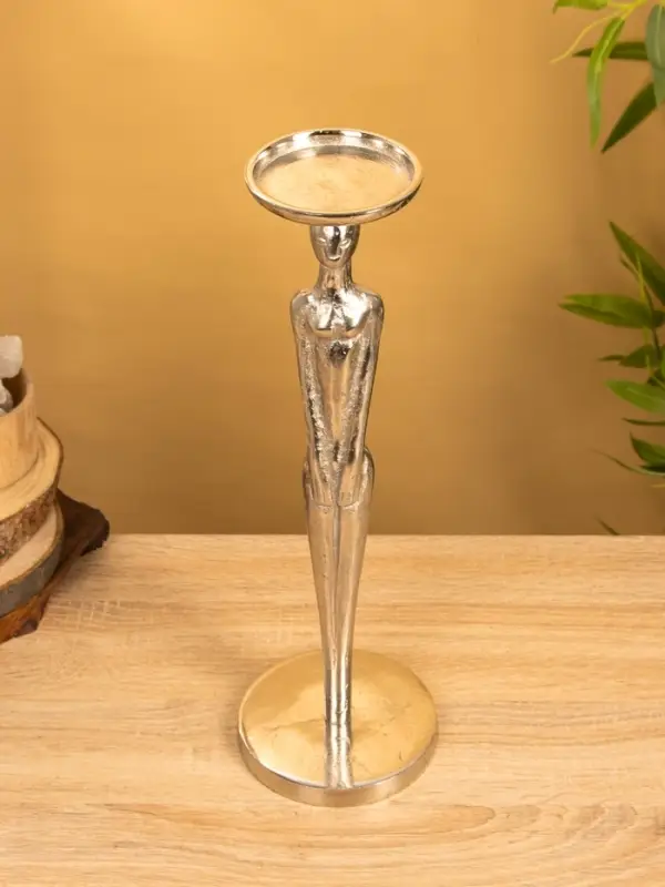 Подсвечник "Цивилизация" 13х13х 41 см, алюминий, цв. серебро