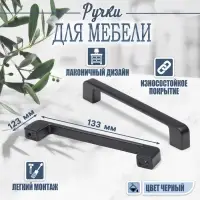 Ручка-скоба мебельная CAPPIO FREEDOM, м/о 123 мм, чёрная, 20 шт.