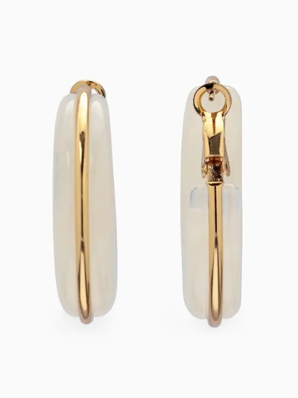 Серьги-кольца акрил Серьги-кольца акрил "Тренд", цвет молочный в золоте