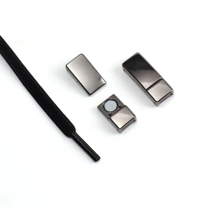 Шнурки для обуви, пара, с плоским сечением и фиксатором на магнитах, 100 см, чёрные