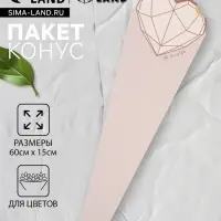 Конус для цветов, пудра, 60×15 см